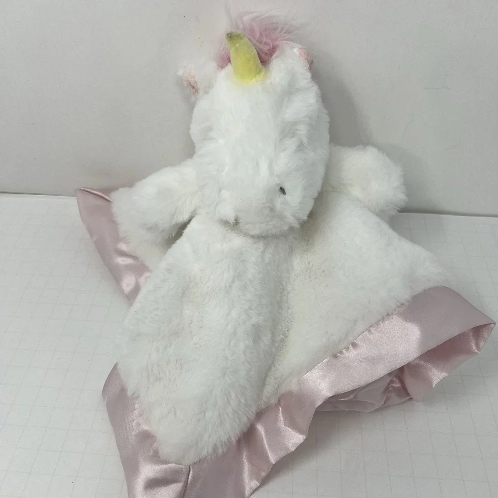 Cloud Island Unicorn Lovey 13 Inch White Pink Satin Trim Security Blanket